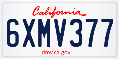 CA license plate 6XMV377