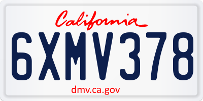 CA license plate 6XMV378