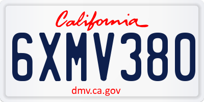 CA license plate 6XMV380