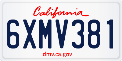 CA license plate 6XMV381