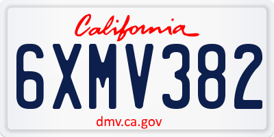 CA license plate 6XMV382