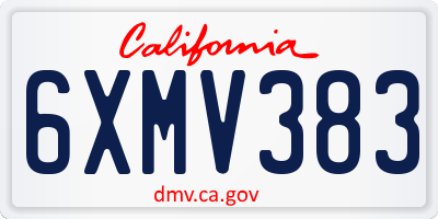 CA license plate 6XMV383