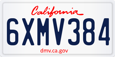 CA license plate 6XMV384