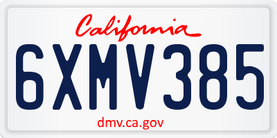 CA license plate 6XMV385