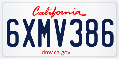 CA license plate 6XMV386