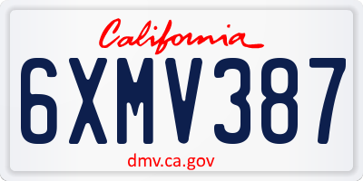 CA license plate 6XMV387