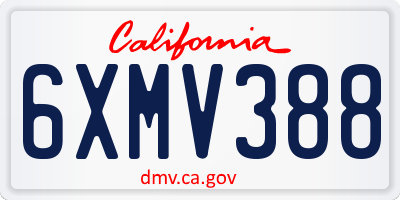 CA license plate 6XMV388