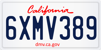 CA license plate 6XMV389