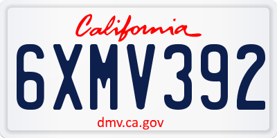 CA license plate 6XMV392