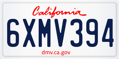 CA license plate 6XMV394