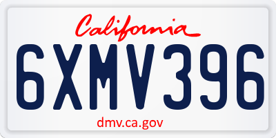 CA license plate 6XMV396