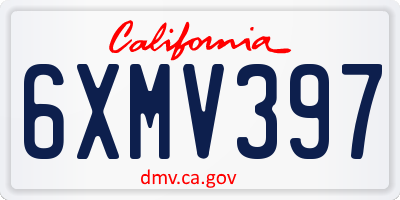 CA license plate 6XMV397