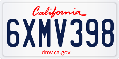 CA license plate 6XMV398