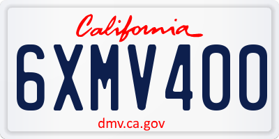 CA license plate 6XMV400