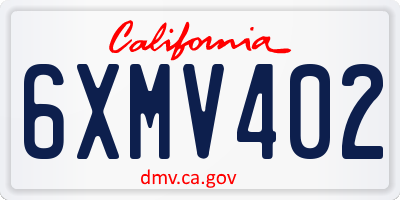 CA license plate 6XMV402