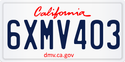 CA license plate 6XMV403