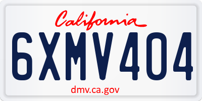 CA license plate 6XMV404