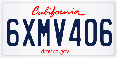 CA license plate 6XMV406