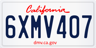 CA license plate 6XMV407