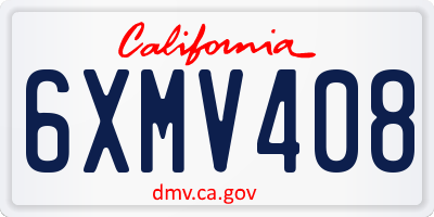 CA license plate 6XMV408