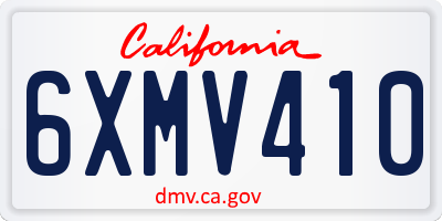 CA license plate 6XMV410