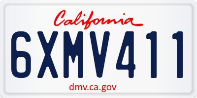 CA license plate 6XMV411