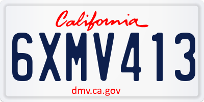 CA license plate 6XMV413
