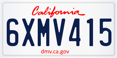 CA license plate 6XMV415