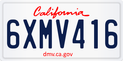 CA license plate 6XMV416