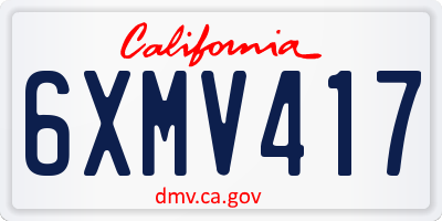 CA license plate 6XMV417