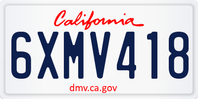 CA license plate 6XMV418