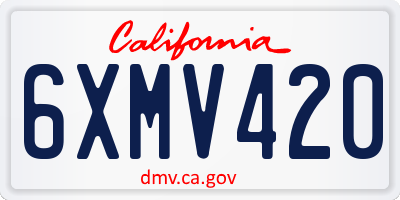 CA license plate 6XMV420