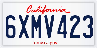CA license plate 6XMV423
