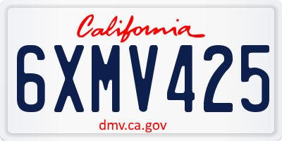 CA license plate 6XMV425