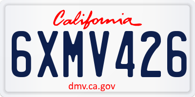 CA license plate 6XMV426