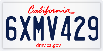 CA license plate 6XMV429