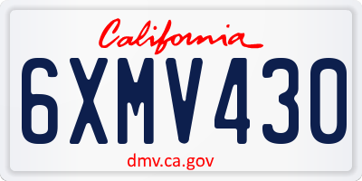 CA license plate 6XMV430