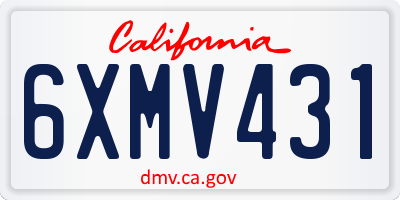 CA license plate 6XMV431