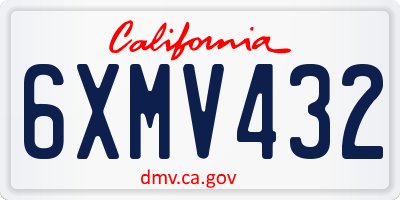 CA license plate 6XMV432