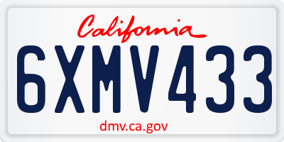 CA license plate 6XMV433
