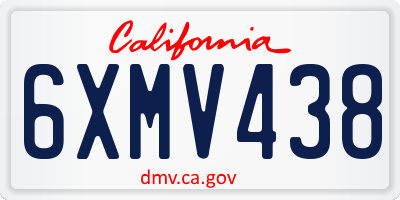 CA license plate 6XMV438