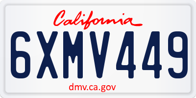 CA license plate 6XMV449