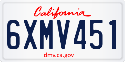 CA license plate 6XMV451