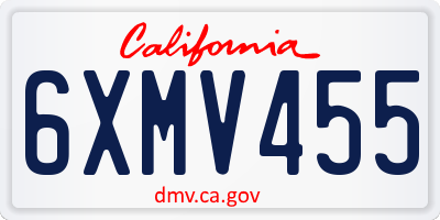 CA license plate 6XMV455