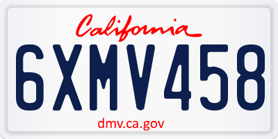 CA license plate 6XMV458