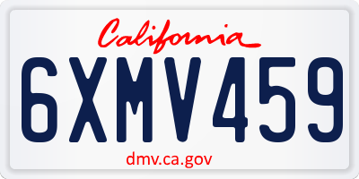 CA license plate 6XMV459