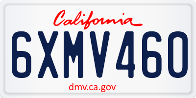 CA license plate 6XMV460