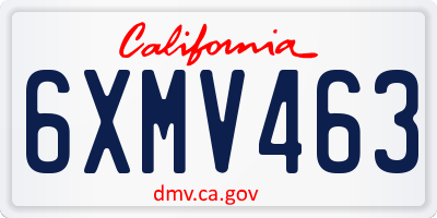 CA license plate 6XMV463