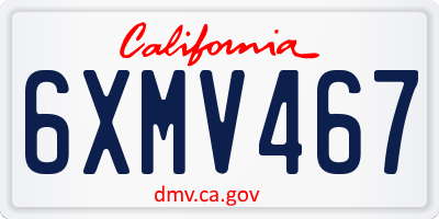 CA license plate 6XMV467