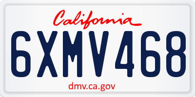 CA license plate 6XMV468